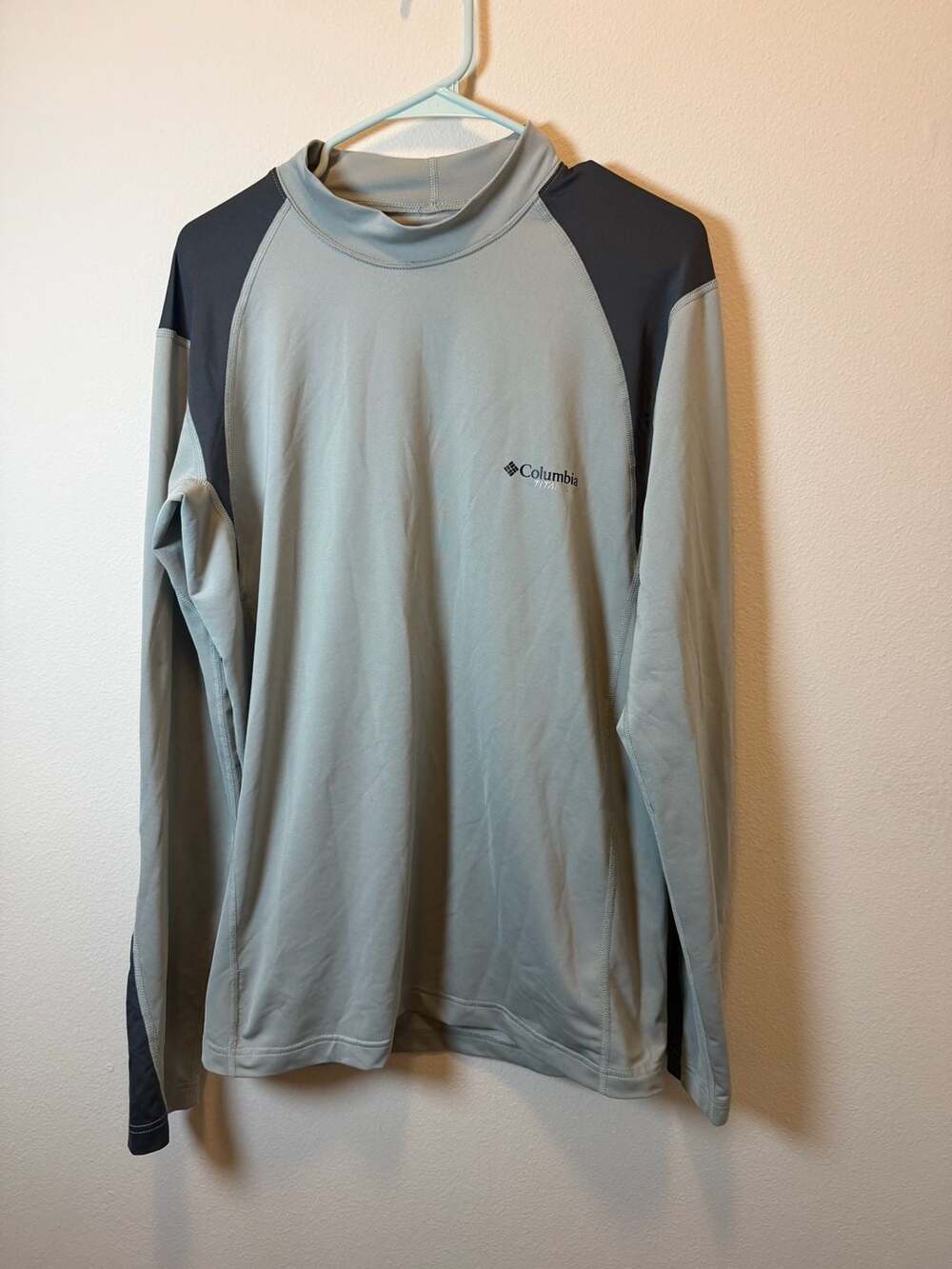 Columbia Titanium Mens Long Sleeve Mock Neck Raglan Athletic Shirt Gray XL